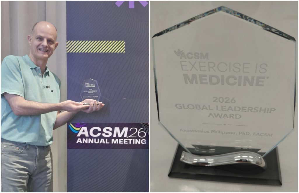 Anastassios Philippou, Professor at the Medical School of the National and Kapodistrian University of Athens, received the Exercise is Medicine Global Leadership Award 2026
