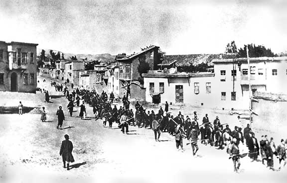 Armenians marched by Ottoman soldiers 1915