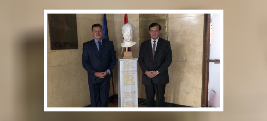 Συνάντηση του Πρύτανη του ΕΚΠΑ Μ.-Α. Δημόπουλου         με τον Κοσμήτορα της Ιατρικής Σχολής του Πανεπιστημίου του Βελιγραδίου L. Davidovic