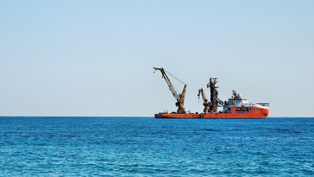 Working ship near the Cyprus