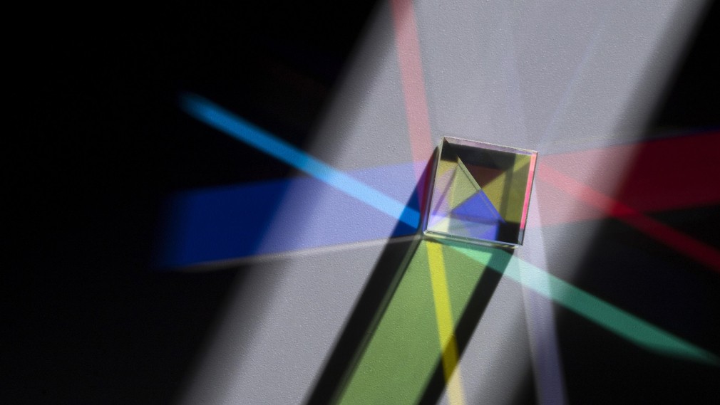 prism dispersing colorful lights