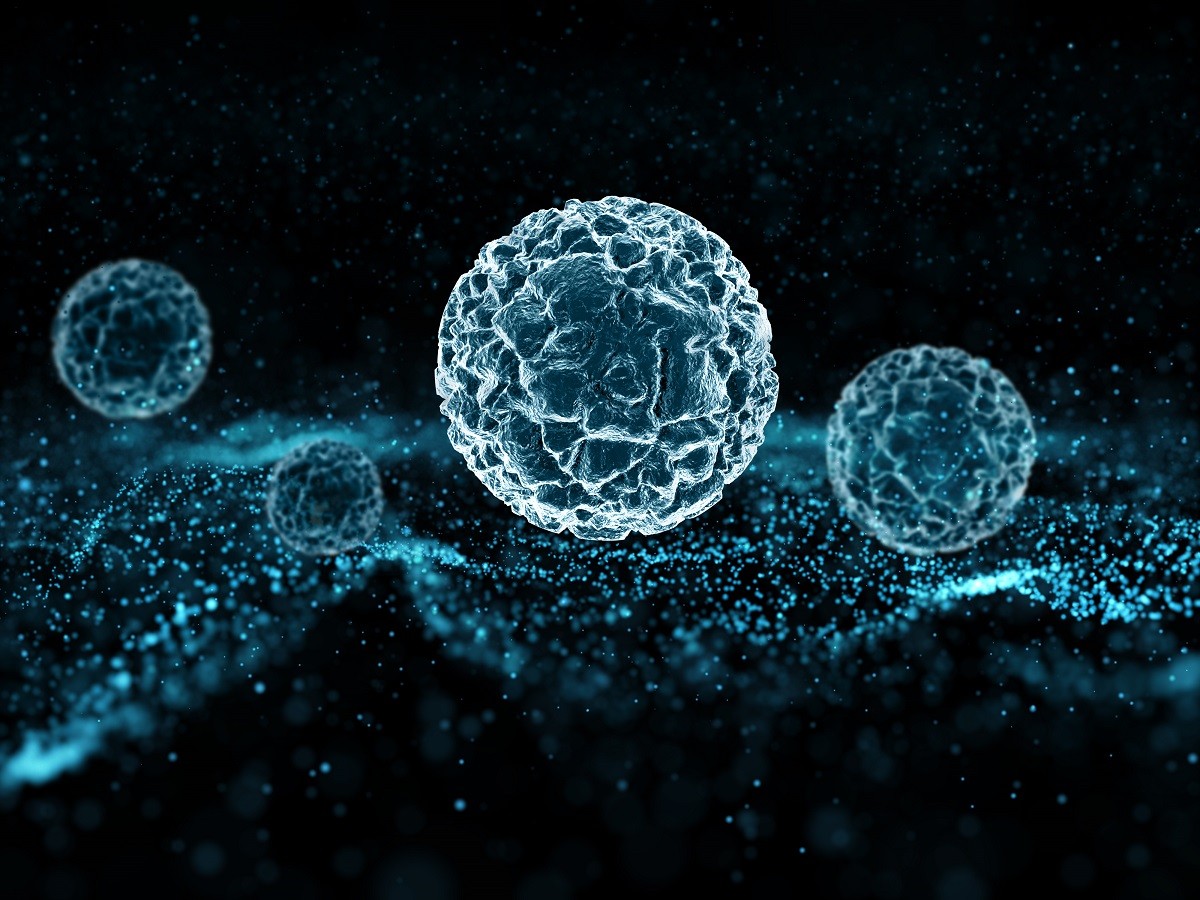 3D medical background with particles and virus cells