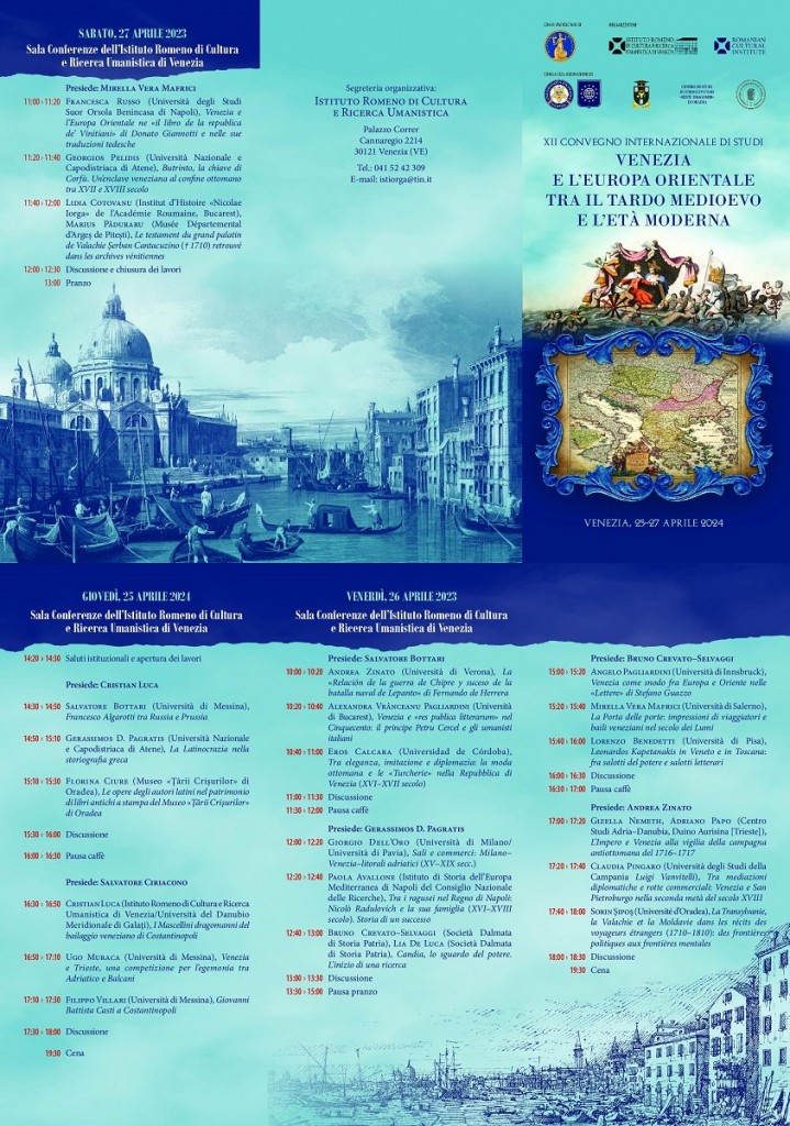 Programma pieghevole XII Convegno Venezia e lEuropa Orientale tra il tardo Medioevo e lEta moderna 25–27 aprile 2024