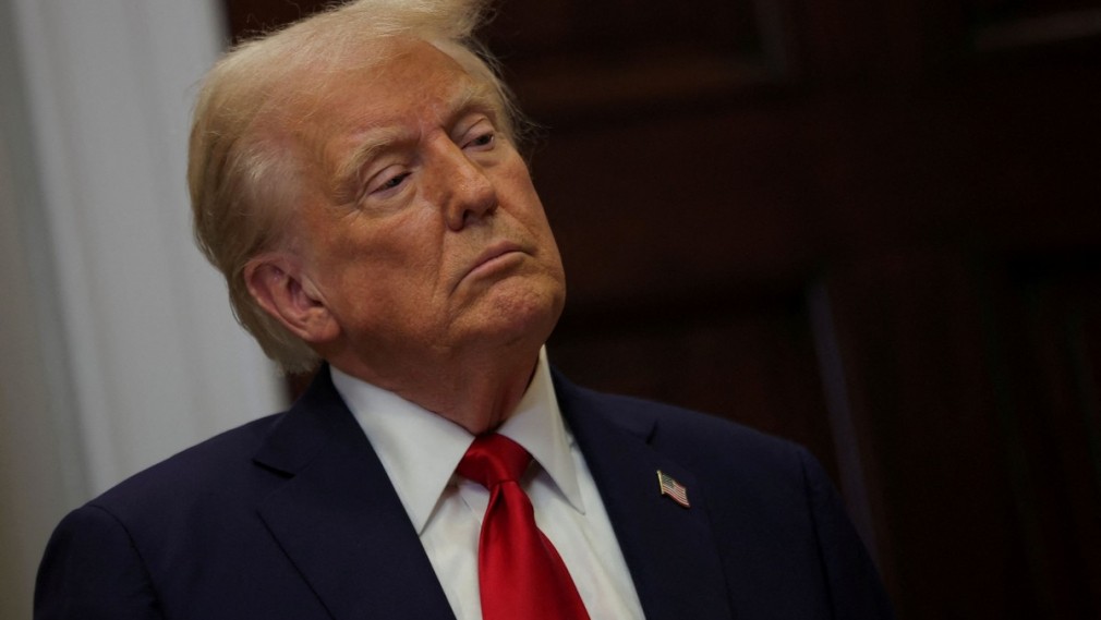 U.S. President Trump delivers remarks on Ai infrastructure at the Roosevelt room at White House in Washington